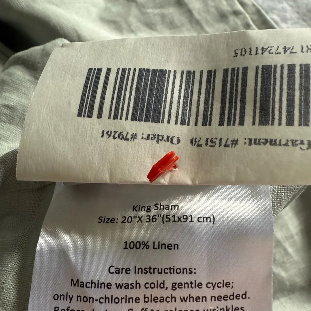 Quince Pale Blue/Green 100% Linen Duvet Cover & Pillowcase Set New- King